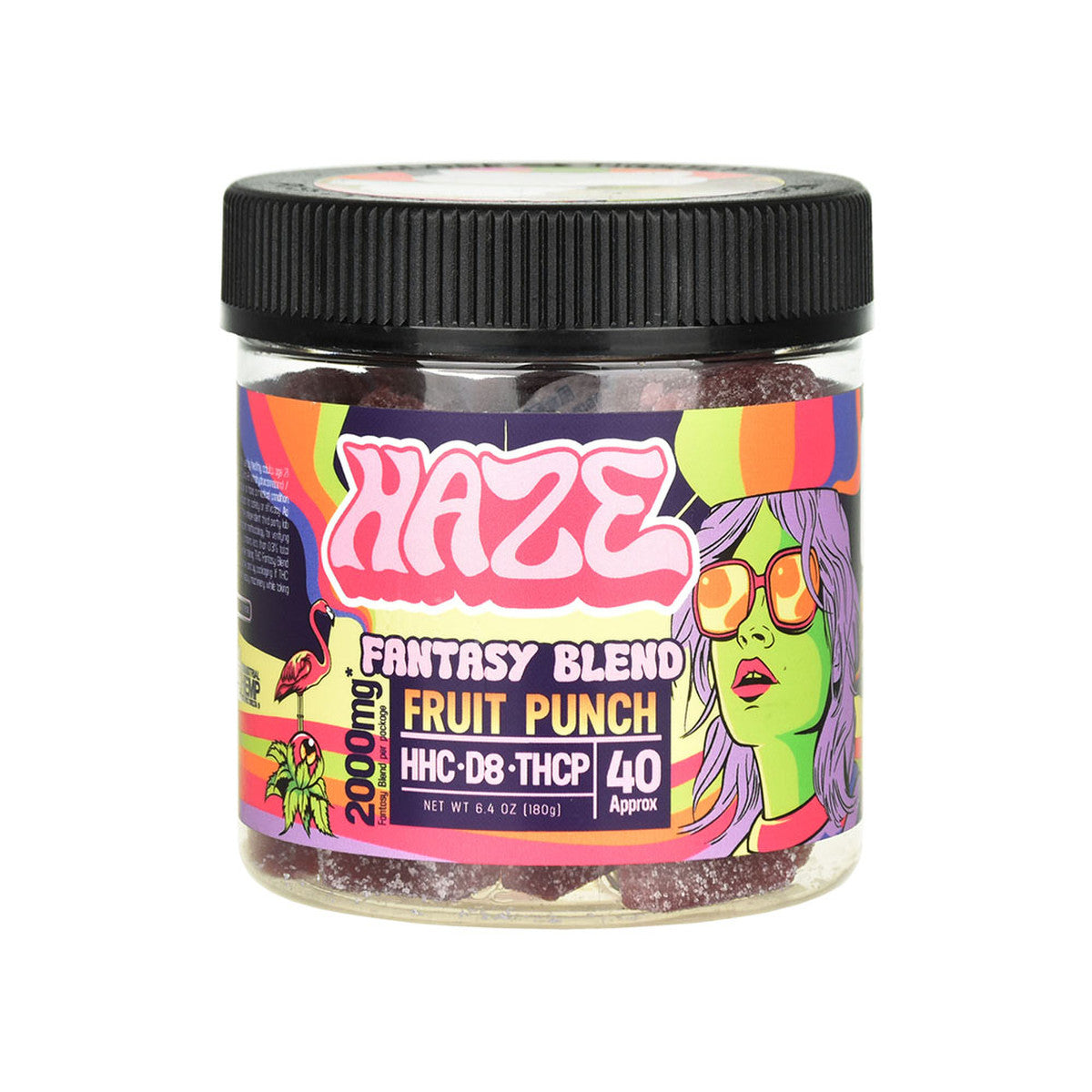 Haze Fantasy Blend Gummies with HHC, D8, THCP in Fruit Punch Flavor, 2000mg 40ct Jar