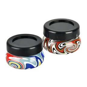 Heady Wig Wag Borosilicate Glass Concentrate Storage Jars with Swirl Design