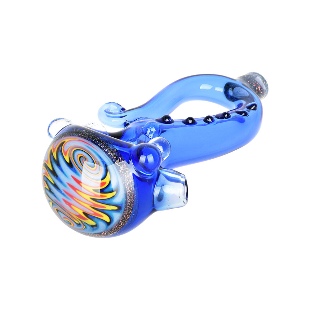 Harmonic Hyperforce Wig Wag Portal Octo Arm Hand Pipe in Blue, 5" Spoon Design with Deep Bowl