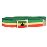 Rasta Hemp Leaf Belt with Canvas Strap and Steel Buckle - Front View