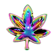 Ceramic Hemp Leaf Shaped Ashtray with Rainbow Iridescent Finish - Top View