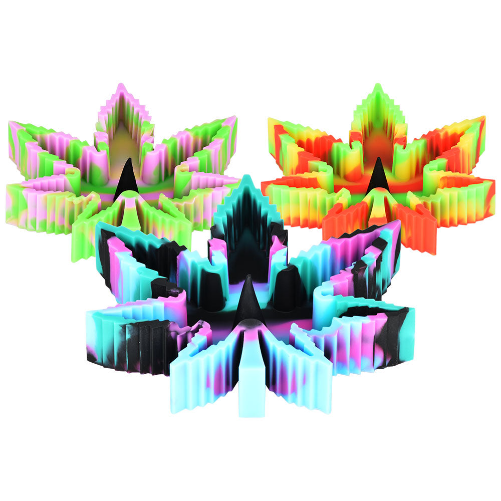 Colorful Hemp Leaf Silicone Ashtrays in various vibrant colors, 5 inch, easy to clean