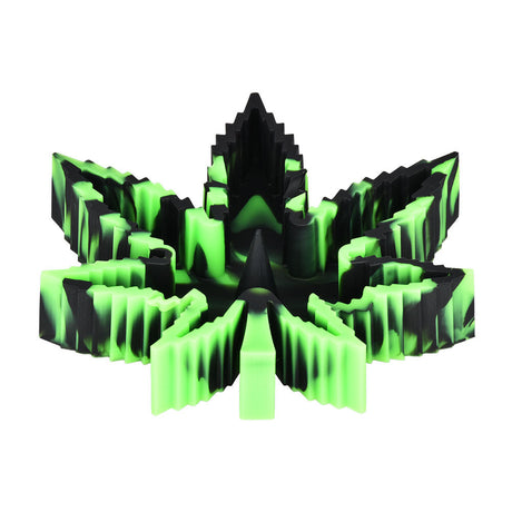 5" Hemp Leaf Silicone Ashtray in Green & Black, Durable & Easy to Clean, Top View