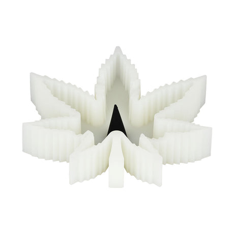 5" Hemp Leaf Design Silicone Ashtray in White - Durable & Easy to Clean