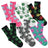 Mad Toro Hemp Leaf Cotton Socks 6 Pack in assorted colors, front view on white background