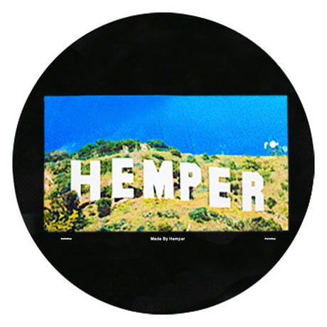 Hemper 5" Shock Absorbent Glass Pad, Borosilicate Glass, Top View with HEMPER Branding