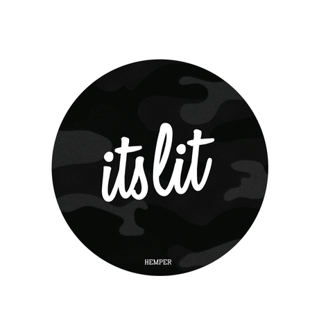 Hemper 5" Shock Absorbent Glass Pad in Black Camo with 'itslit' Logo - Top View
