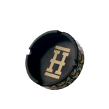 Hemper Asher "Cannaflage" Silicone Ashtray in Black/Gold, Top View, Durable and Easy to Clean