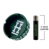 Hemper Asher "Cannaflage" Silicone Ashtray in Green with Matching Lighter - Top View
