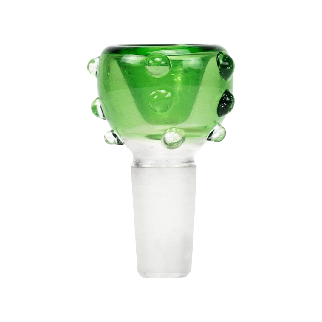 Hemper Cactus Jack 14mm Male Glass Bowl, Borosilicate with Nubs, Front View on White