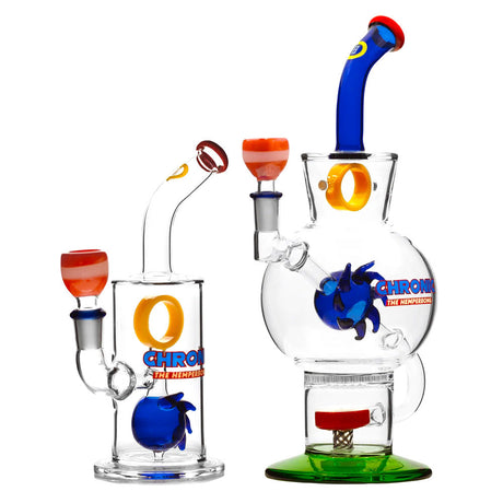 Hemper Chronic Glass Water Pipe front view with clear borosilicate glass and colorful accents