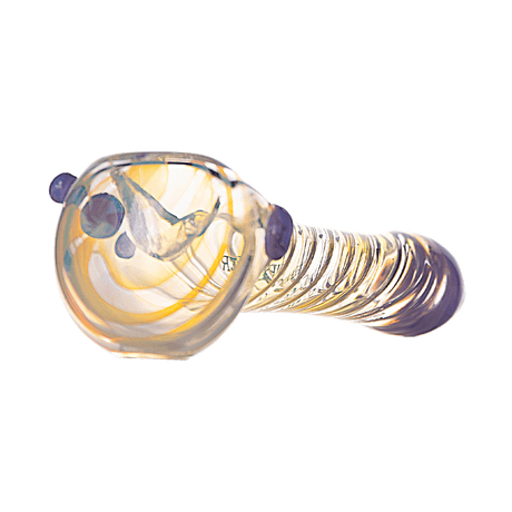 Hemper Color Changing Pipe with Swirl Design, 6" Length, Green and Purple Accents
