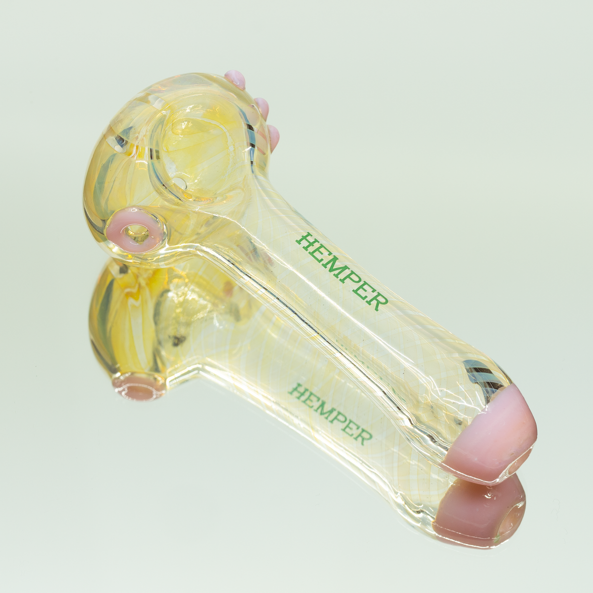 Hemper Color Changing Pipe, 6" Hand Pipe with Green and Purple Hues, Top View