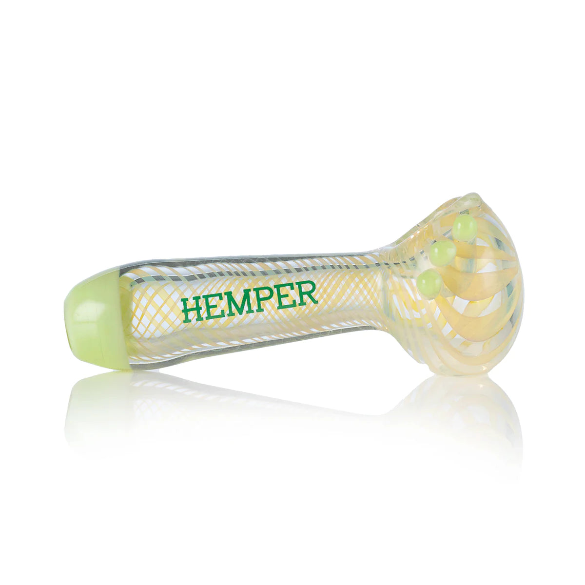Hemper Color Changing Pipe in Slime Green variant, 6" length, angled side view on white background