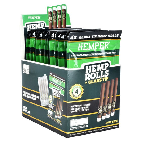 Hemper Hemp Rolls + Glass Tips | 12pk Display