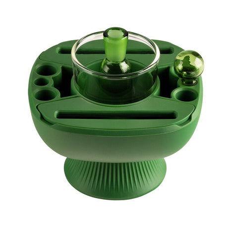 Hemper Isoplex Silicone Iso Cleaning Station in green, top view, with compartments for dab tools and accessories