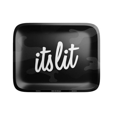 Hemper It's Lit Black Camouflage Metal Rolling Tray, Small 7" x 5.5", Top View
