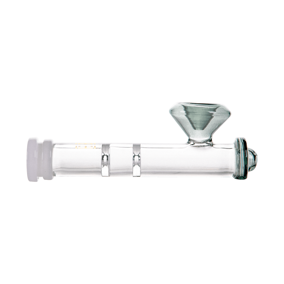 Hemper Luxe Diamond Hand Pipe in Smoke, 5" Borosilicate Glass, Side View on White