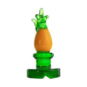 Hemper Pineapple Carb Cap in green and yellow borosilicate glass, front view on seamless white background