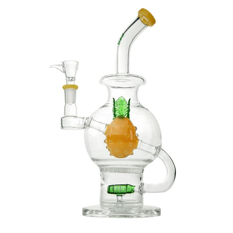 Hemper Pineapple Water Pipe, Borosilicate Glass Bong, Front View on White Background