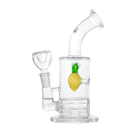 Hemper Pineapple Water Pipe, 7" Borosilicate Glass Bong, Front View on White Background