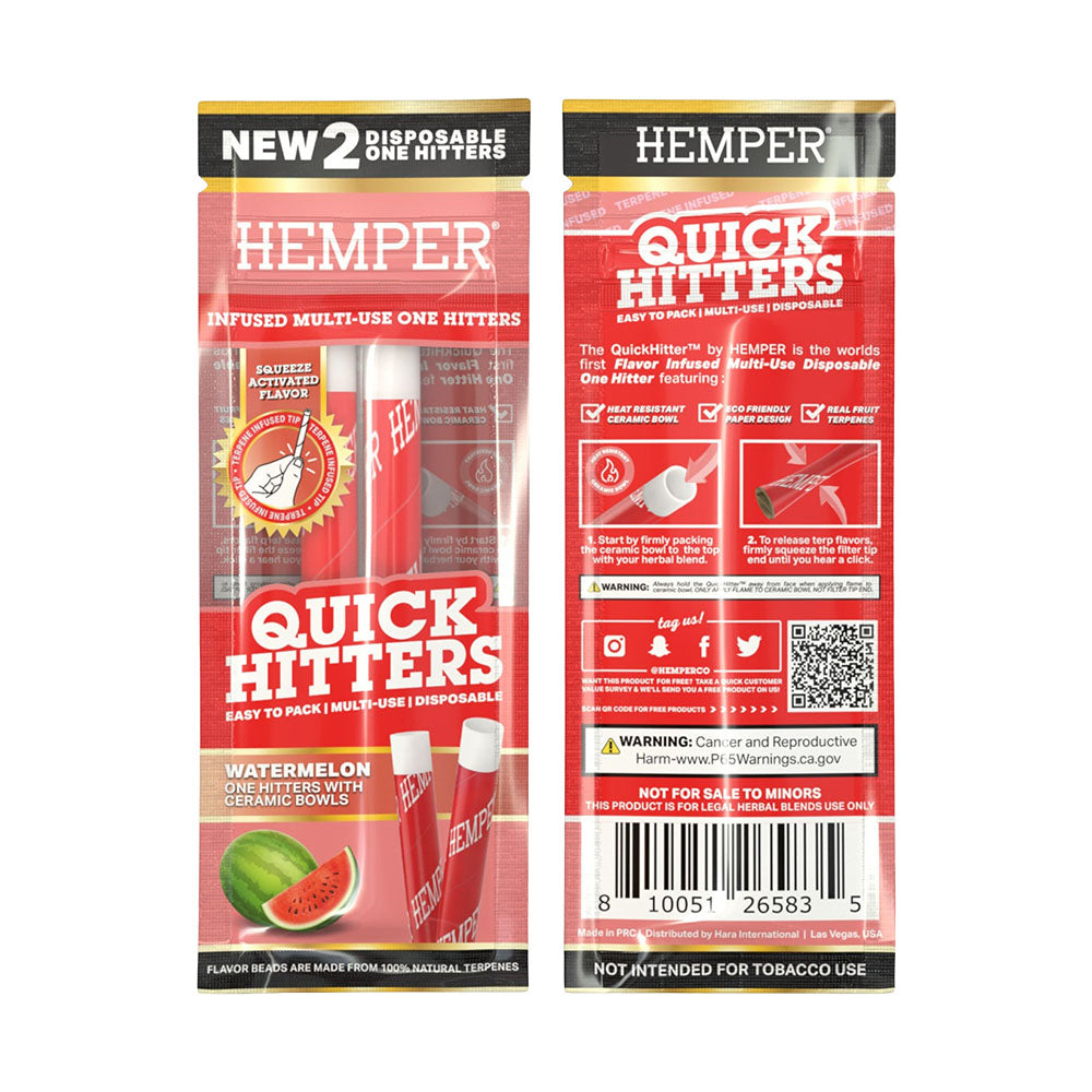 Hemper Quick Hitters Disposable One Hitters 2-pack front and back packaging view