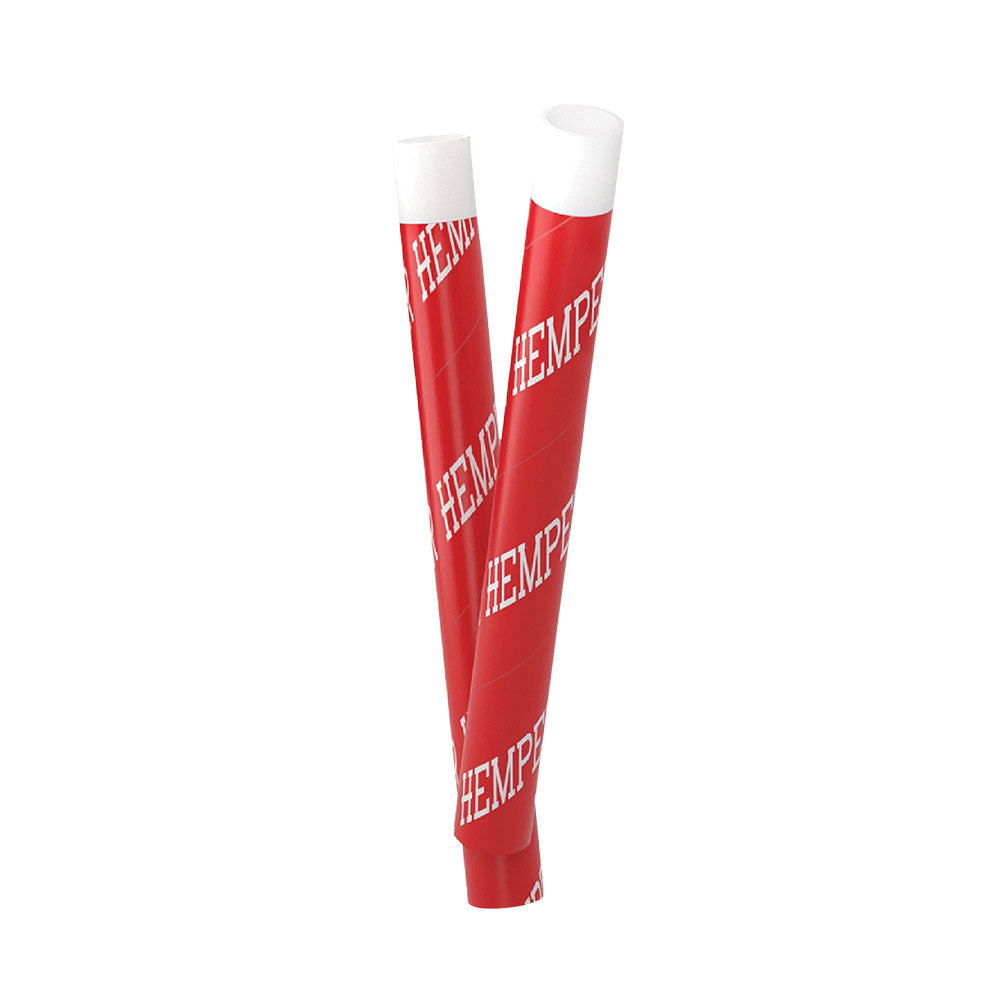 Hemper branded red steel Quick Hitters disposable one-hitters, 2-pack front view