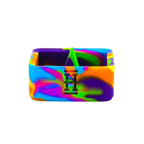 Hemper Silicone Caché Ashtray in Tie Dye, Durable Debowling Tool, Front View on White Background