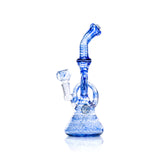 Hemper Snakeskin Bong in Blue, 9" Borosilicate Glass with 14mm Joint, Front View