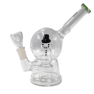 Hemper Snow Globe Bong with Showerhead Percolator and Green Accents - Front View