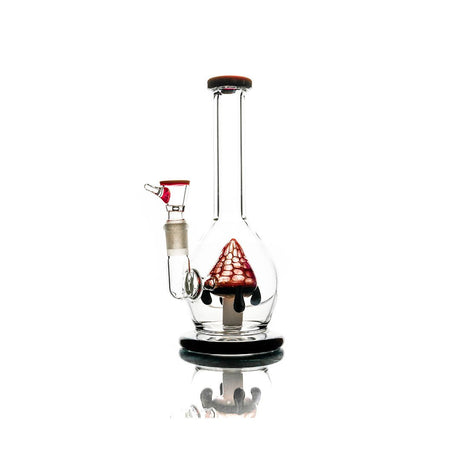 Hemper Strawberry Drip Bong in black, 10" height, 14mm joint, front view on white background