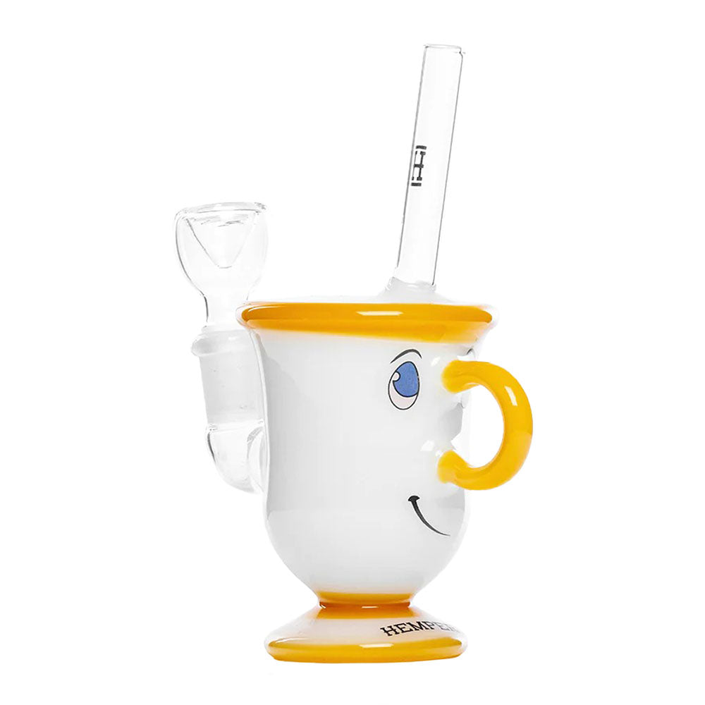Hemper Tea Cup Water Pipe with Showerhead Percolator, 14mm Female Joint, Front View on White