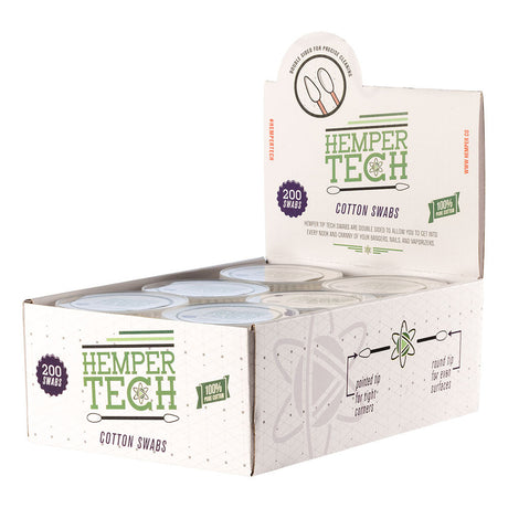 Hemper Tech Dual Tip Cotton Swab 6pc Display Box, 200 Pack for Dab Rig Cleaning