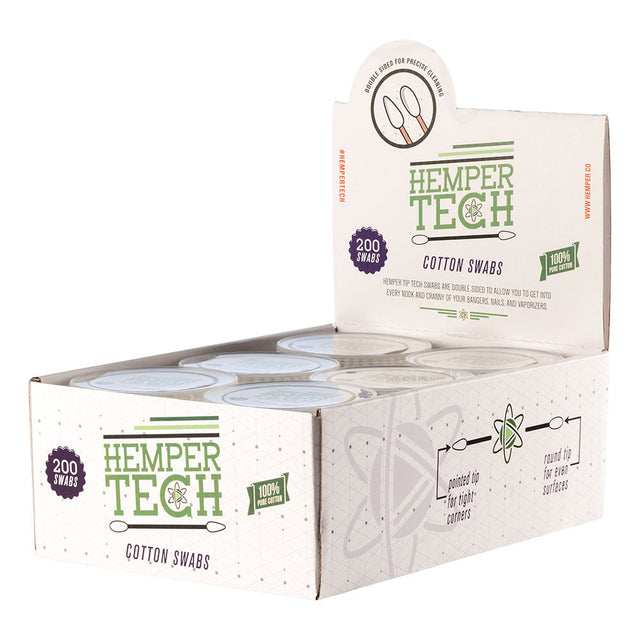 Hemper Tech Dual Tip Cotton Swab 6pc Display Box, 200 Pack for Dab Rig Cleaning