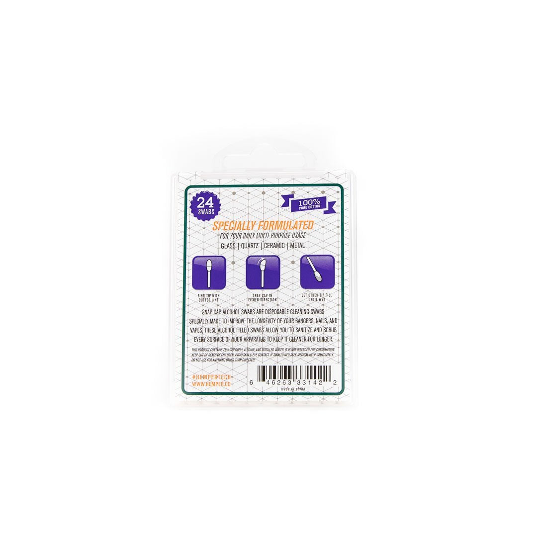 Hemper Tech Snapcap Alcohol Swabs pack front view on seamless white background