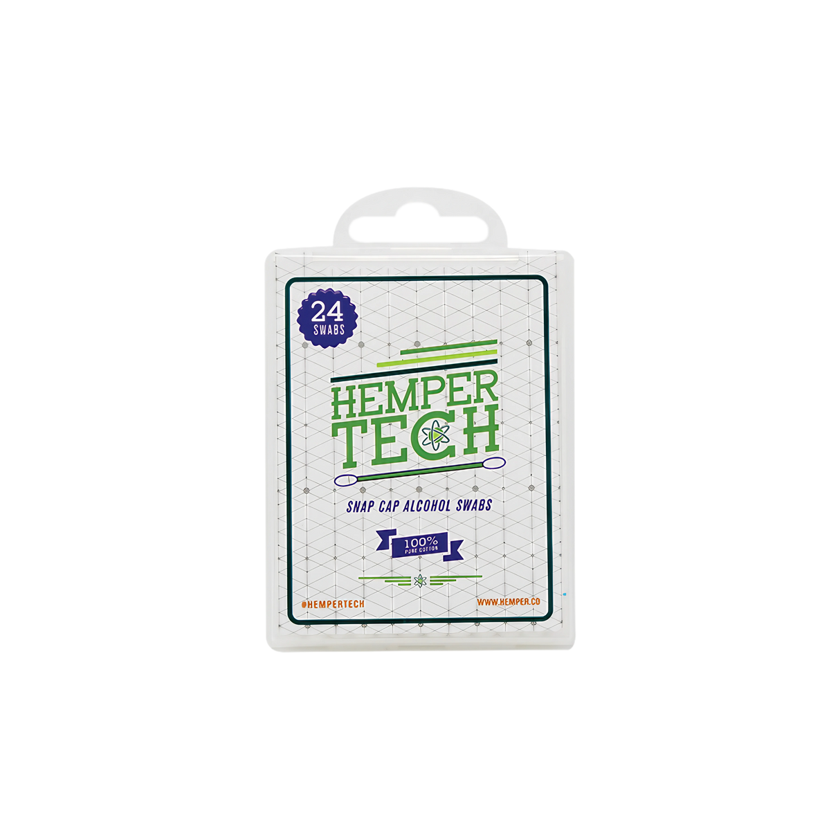 Hemper Tech Snapcap Alcohol Swabs pack front view on a white background