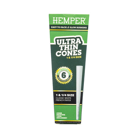 Hemper Ultra Thin Classic White 1 1/4" Cones 24pc Display Front View