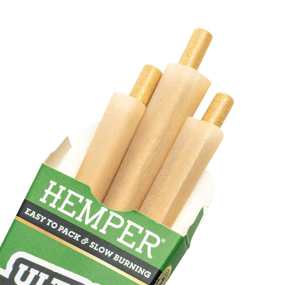 Hemper Ultra Thin Unbleached Cones Display with 24 pieces, easy to pack & slow burning