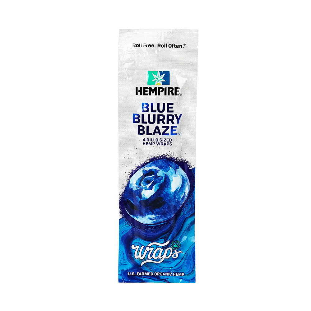 Hempire Blue Blurry Blaze Hemp Wraps 4-Pack, Organic Hemp Rolling Papers Front View