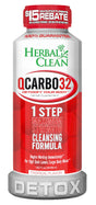 Herbal Clean QCarbo32 Detox Drink, 32 oz Tropical Flavor, Front View on White Background