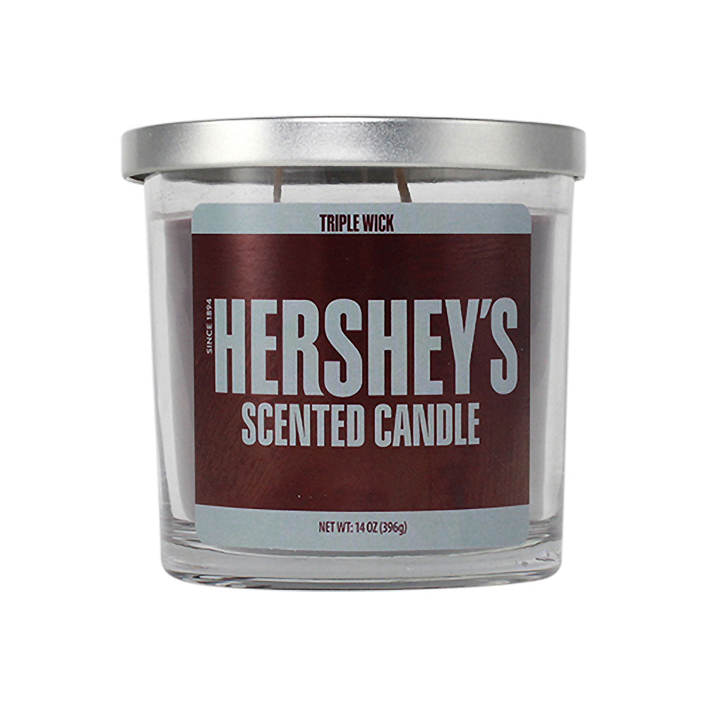 Smoke Out Candles Hershey's Chocolate Scented Soy Wax Candle, Triple Wick, 4" Height, Front View
