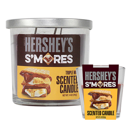 Hershey's S'mores Scented Candle in glass jar, 4" tall, brown soy wax blend, home decor