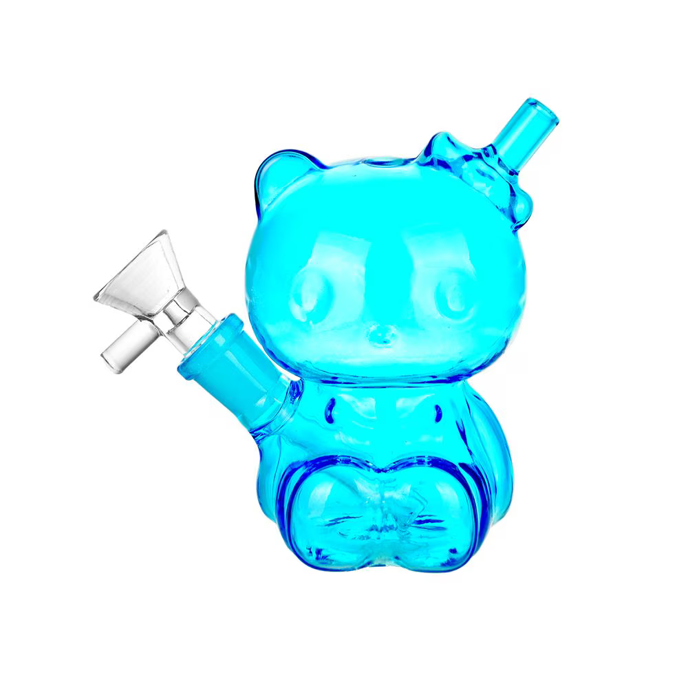 Hey There Kitty Glass Water Pipe | 4" | 14mm F | Colors Vary