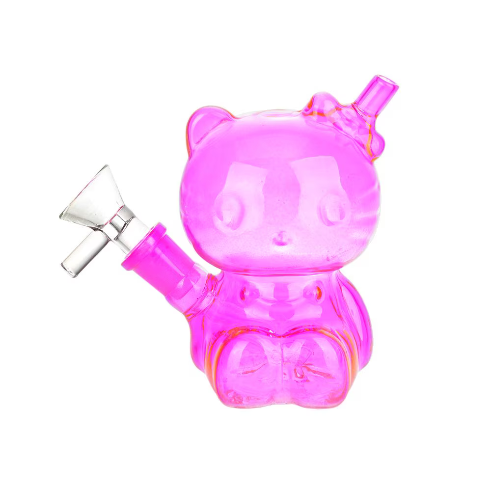 Hey There Kitty Glass Water Pipe | 4" | 14mm F | Colors Vary