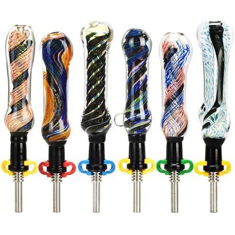 Assorted High End Dichro Dab Straws, 5" Borosilicate Glass with Titanium Tips, Front View