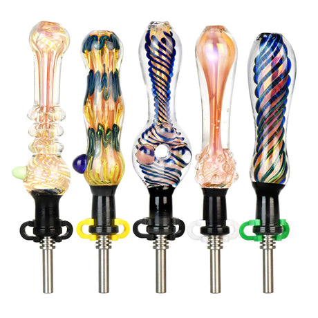 Assorted 5" Fumed Borosilicate Glass Dab Straws with 10mm Female Joint - Front View