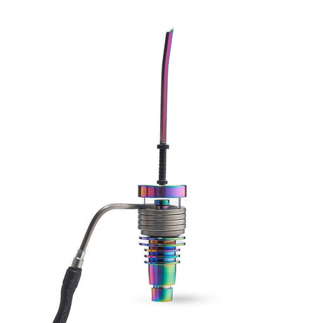 High Five Chromatic Katana Carb Cap for Dab Rigs, Titanium, Colorful Design, Side View