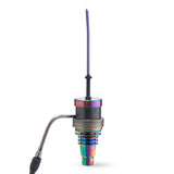 High Five Chromatic Katana Carb Cap for Dab Rigs, Titanium with Colorful Design, Front View