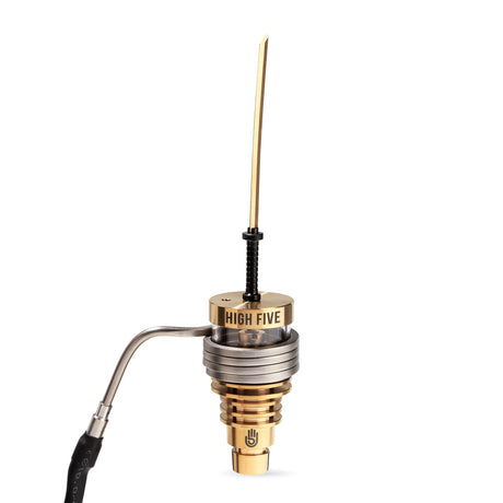 High Five LCD E-Nail with Dabber Tool and Hybrid Nail, Close-up on Seamless White Background