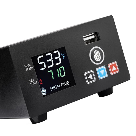 High Five LCD E-Nail for precise temperature control, front view on seamless white background
